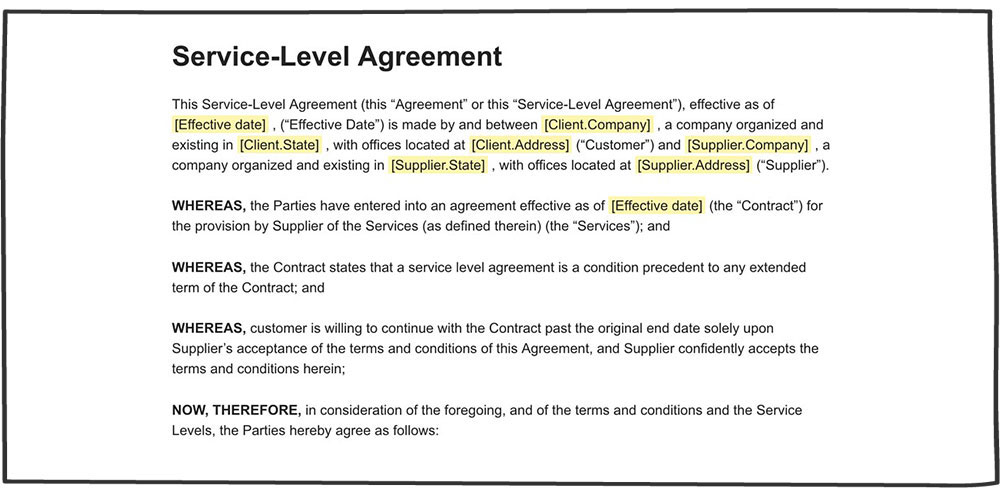 مثال توافقنامه SLA